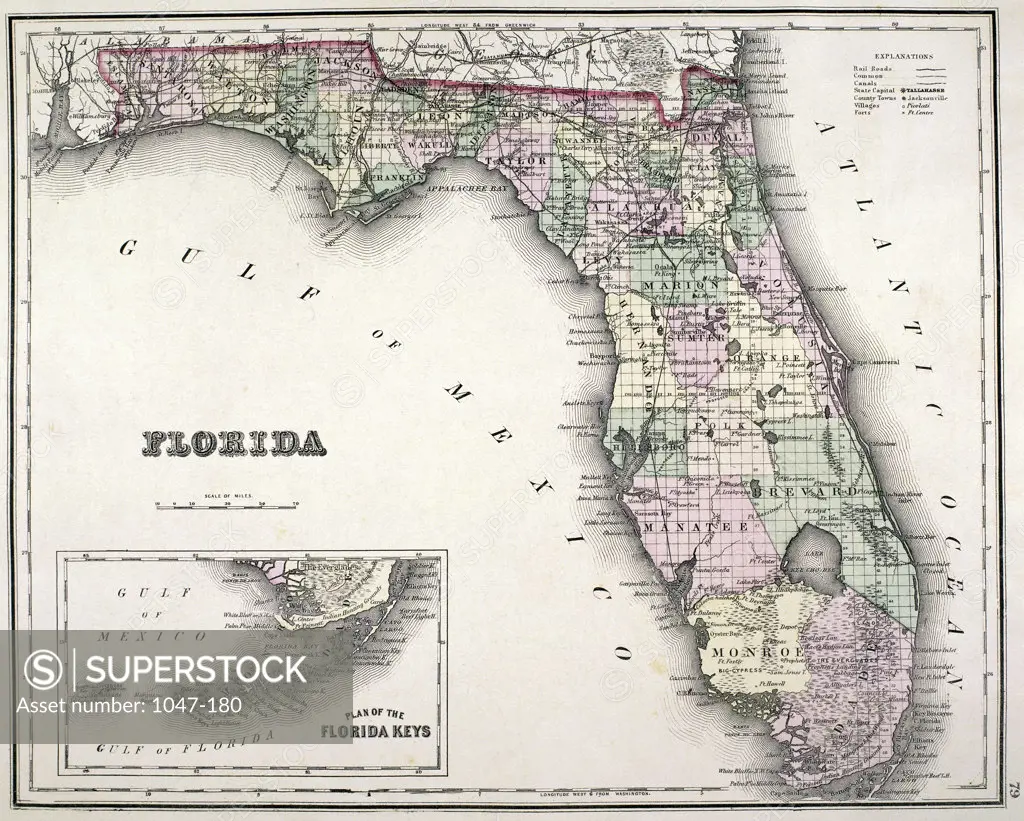 Map of Florida ca. 19th Century 