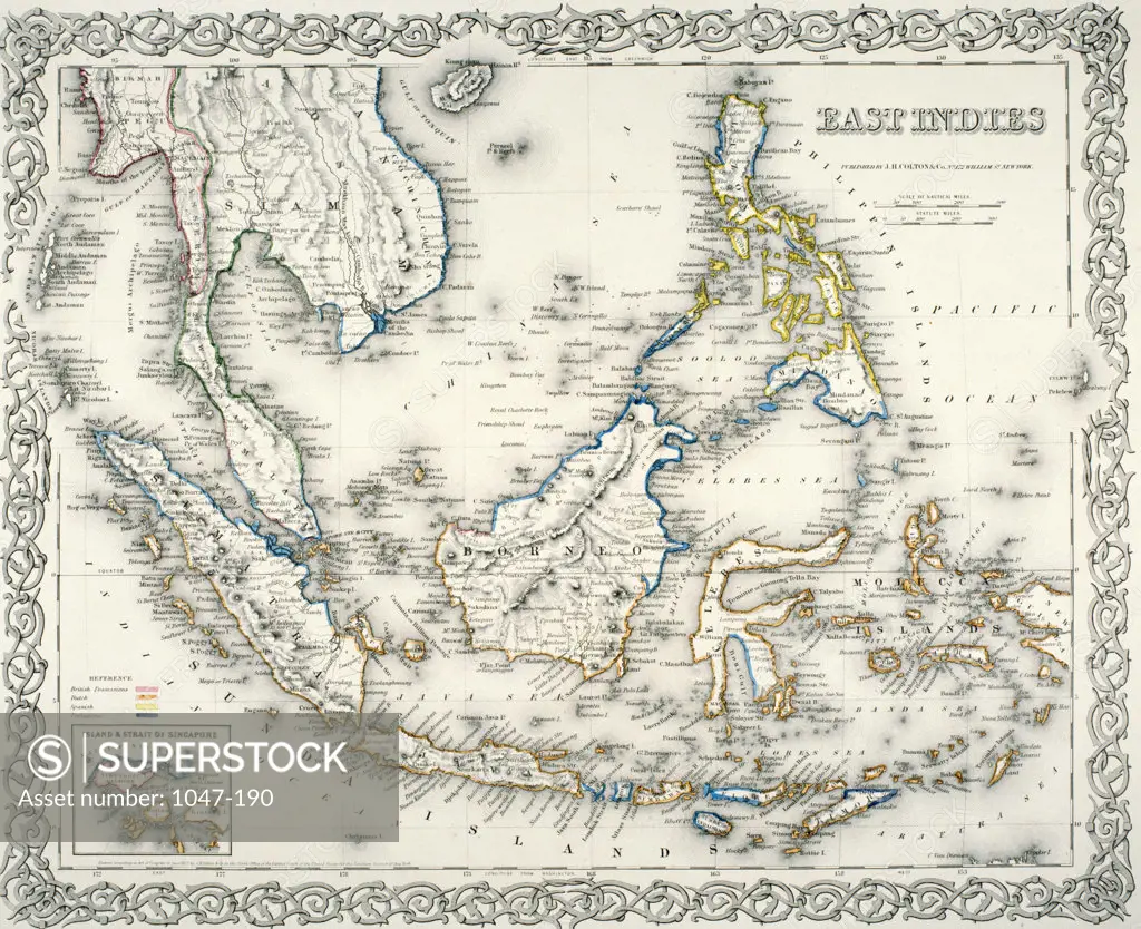 Map of East Indies,  by J.H. Colton and Co.,  1855