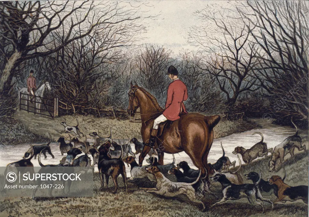 Fox hunt by unknown artist, circa 1886