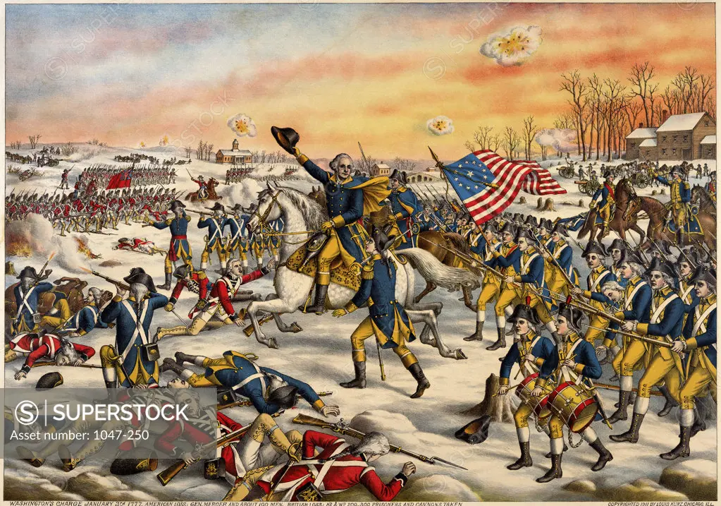 Washington's Charge at the Battle of Princeton, January 3, 1777 - Revolutionary War  American History Artist Unknown   