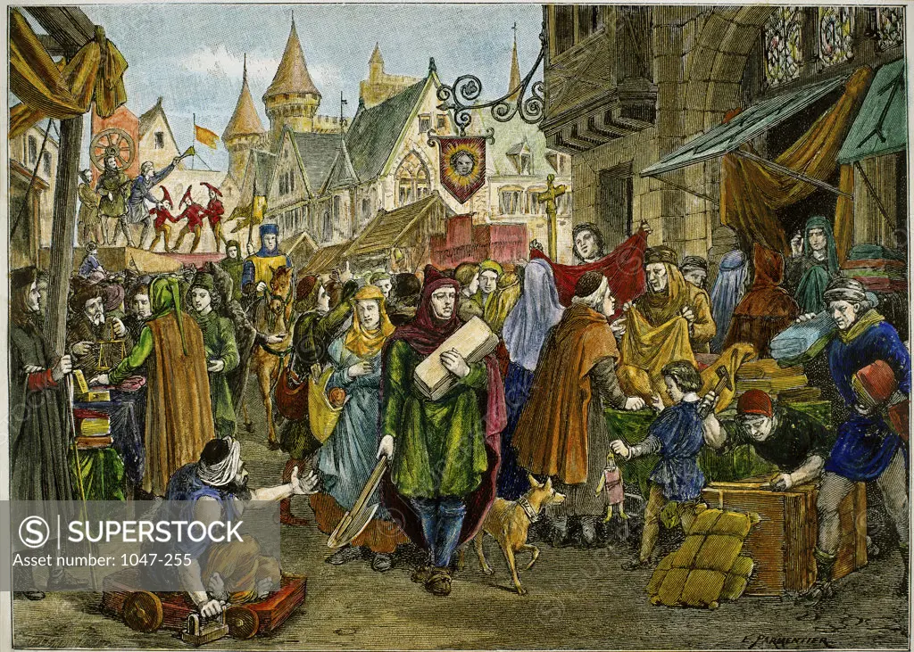 A Street Fair in 13th Century France Artist Unknown 