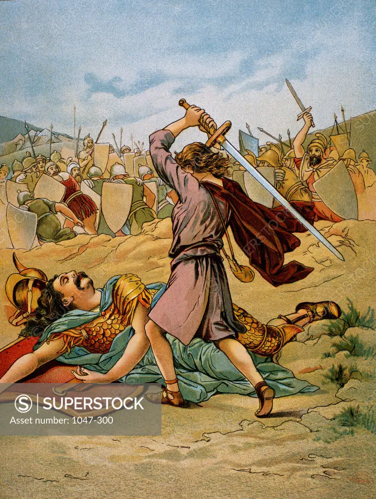 The Power Of The Pebble - David Kills The Giant Goliath  Artist Unknown  Stock Montage, Inc. 