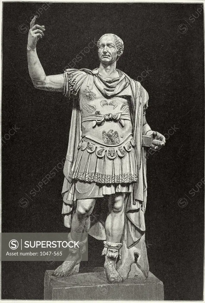Gaius Julius Caesar  (100 B.C.-44 B.C.)  Roman General & Statesman Engraving  