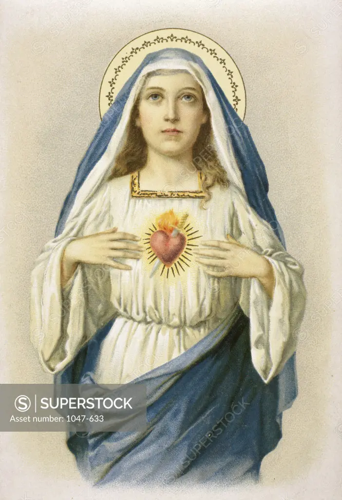 Holy Heart Of The Virgin Mary Artist Unknown Chromolithograph 
