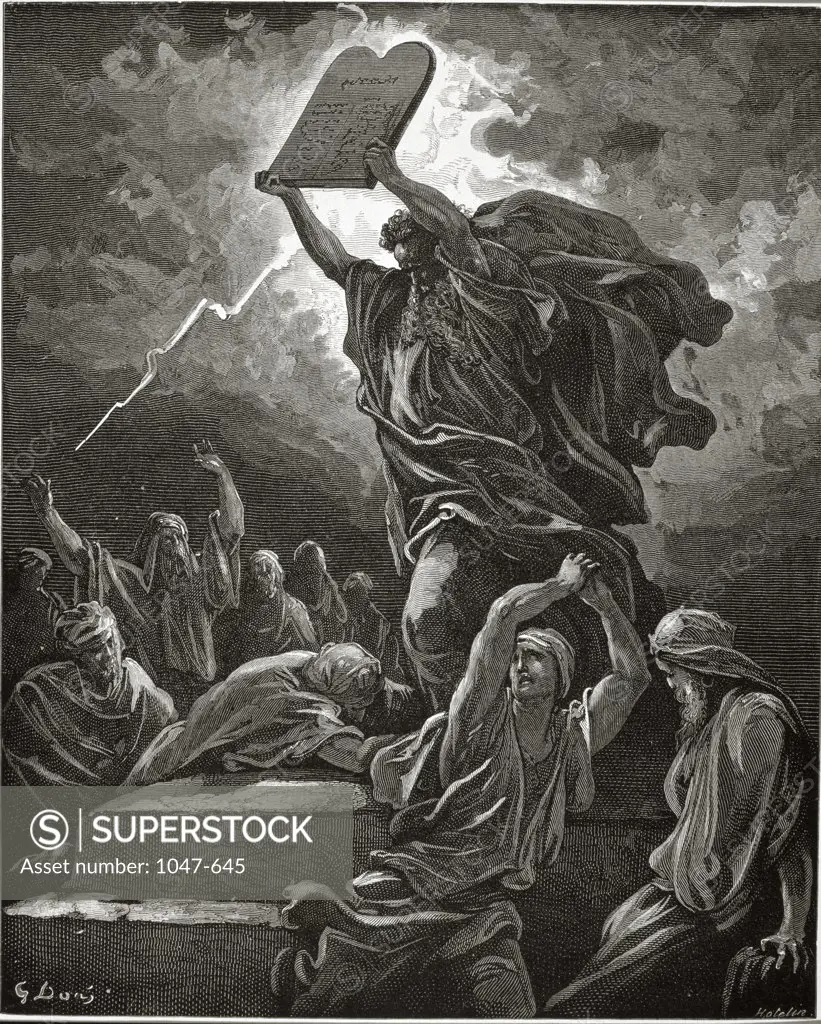 Moses Breaking The Tablets Of The Law Gustave Dore (1832-1883/French) Engraving 