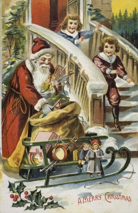 A Merry Christmas Color Lithograph
