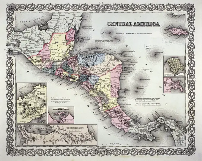 Map of Central America  C. 1855 J.H. Colton & Co.