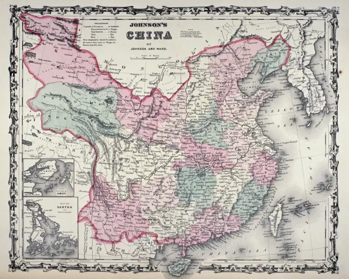 Map of China, 19th century, Johnston and Ward