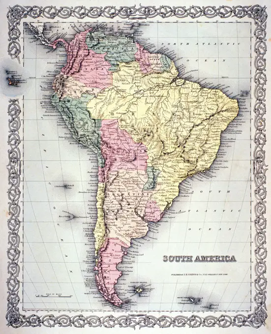 South America  C. 1885 Made by J.H. Colton & Co.