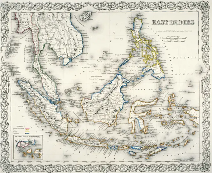 Map of East Indies,  by J.H. Colton and Co.,  1855
