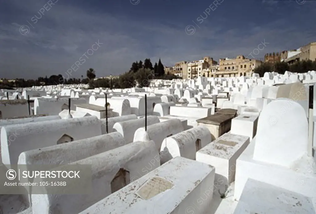 Tombstones in a Jewish cemetery, Fez, Morocco