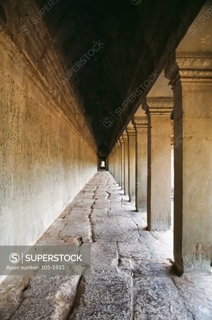 Corridor in a temple, Angkor Wat, Angkor, Cambodia