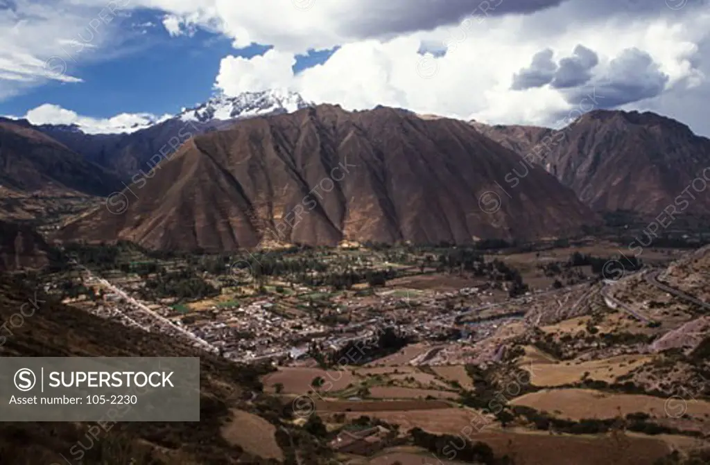 High angle view of a village, Pisac, Urubamba Valley, Peru