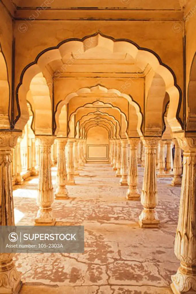 Corridor of a hall, Hall of Public Audience, Amber Fort, Amber, Jaipur, Rajasthan, India