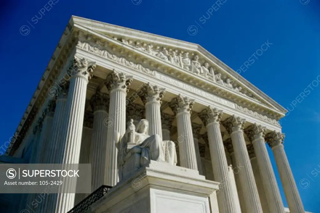 Low angle view of the U.S. Supreme Court, Washington D.C., USA