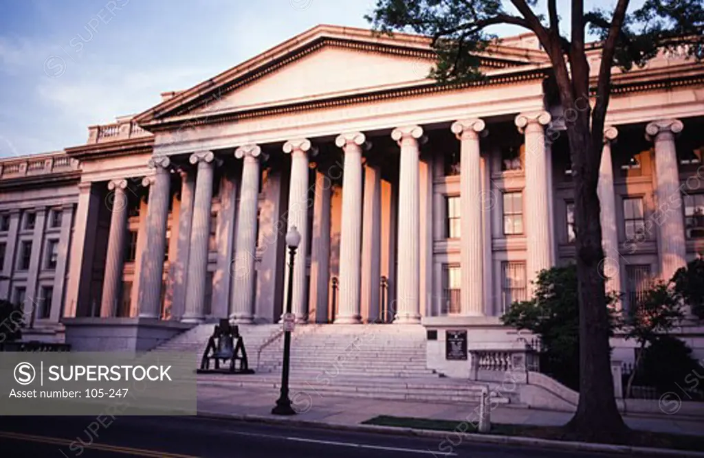 Facade of a government building, US Treasury Department, Washington DC, USA