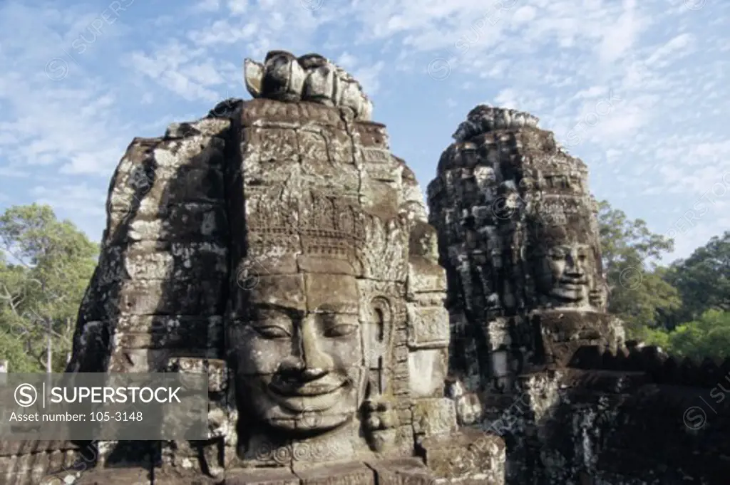 Sculpture at a temple, Angkor Thom, Cambodia