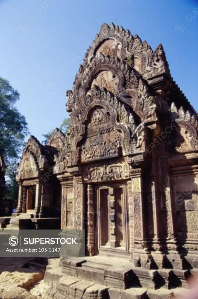 Low angle view of a temple, Banteay Srei, Cambodia