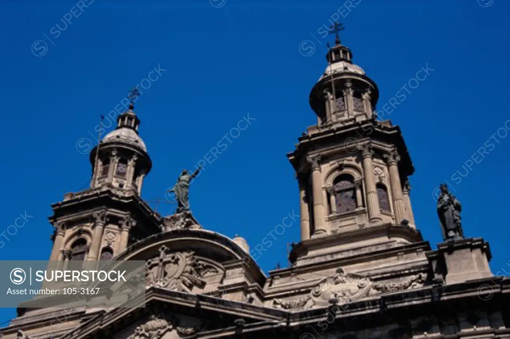 High section view of a cathedral, Plaza de Armas, Santiago, Chile