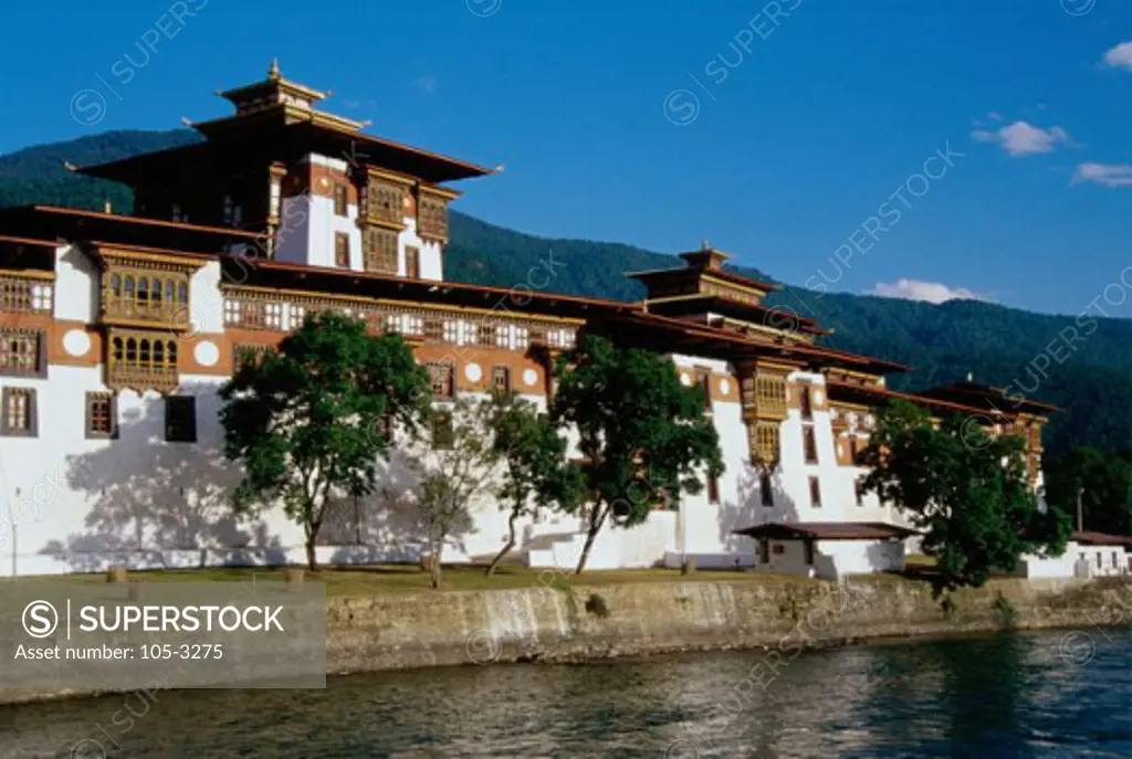 Building on the waterfront, Punakha Dzong, Punakha, Bhutan