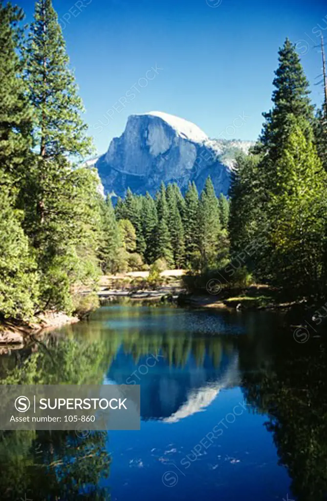 River with mountain in the background, Merced River, Yosemite National Park, California, USA