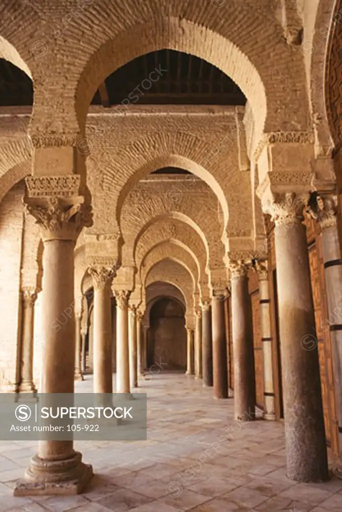 Interiors of a mosque, Great Mosque, Kairouan, Tunis, Tunisia