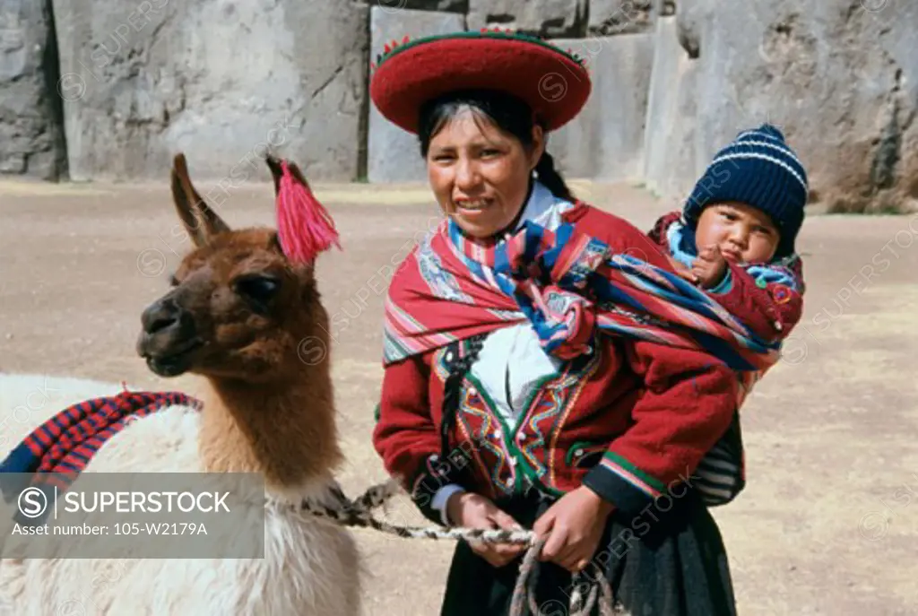 Quechua Indians and Llama Cuzco Peru