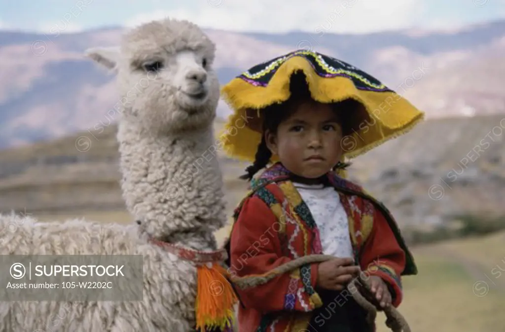Quechua Indian and Llama Cuzco Peru