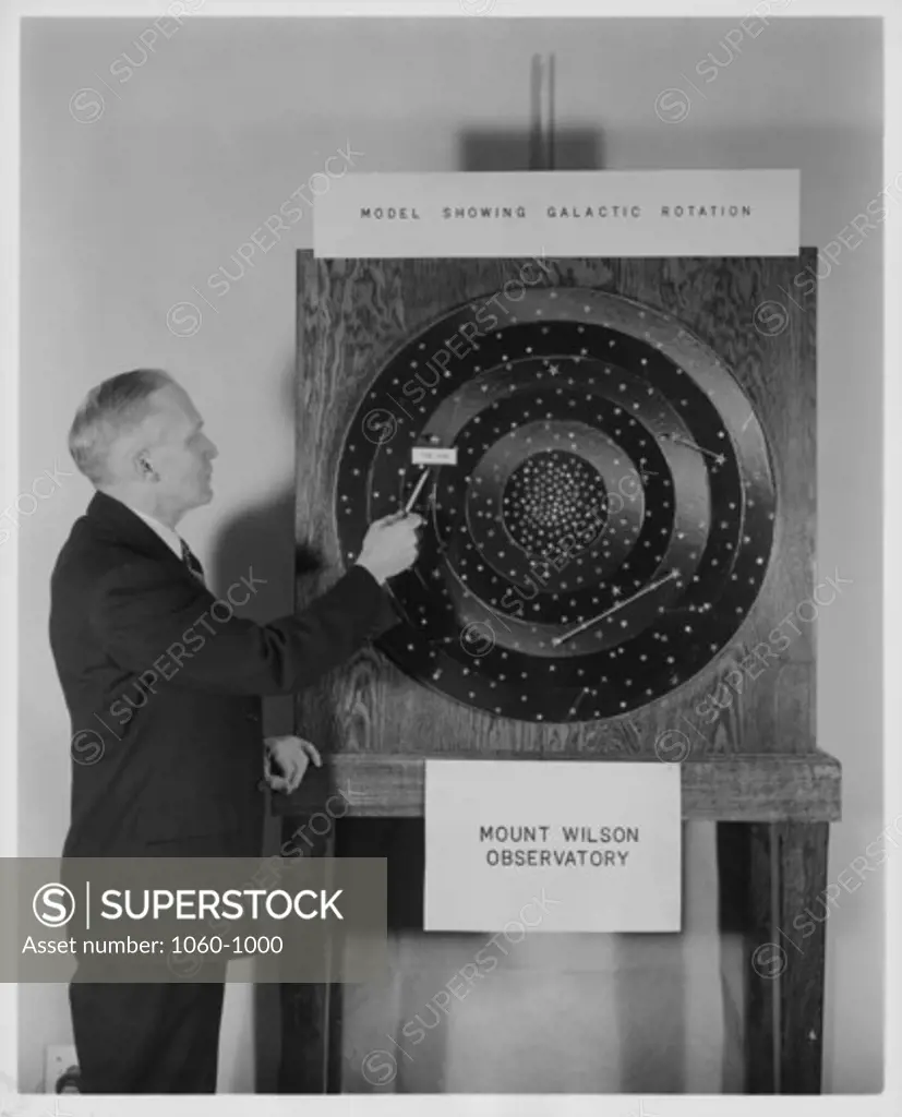 Alfred H. Joy at the Mt. Wilson Galactic Rotation exhibit at the Carnegie Institution