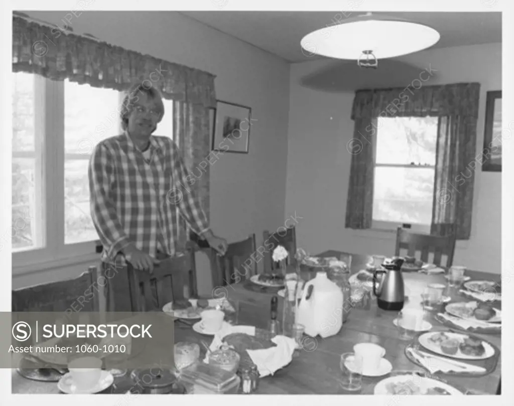 MICHAEL THORNBERRY IN DINING ROOM OF MT. WILSON 'MONASTERY.'