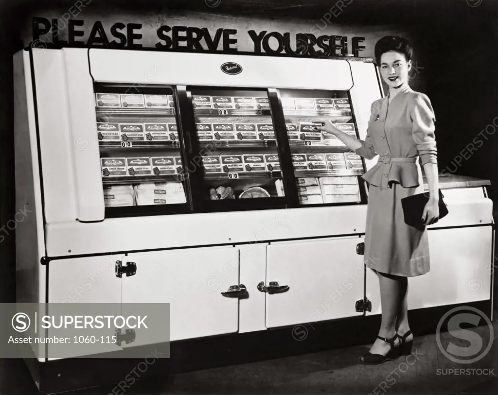 Woman at vending machine