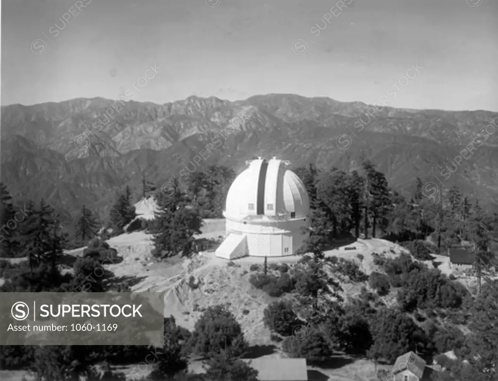 COMPLETED 100-INCH TELESCOPE DOME AS SEEN FROM THE 150-FOOT TOWER TELESCOPE.
