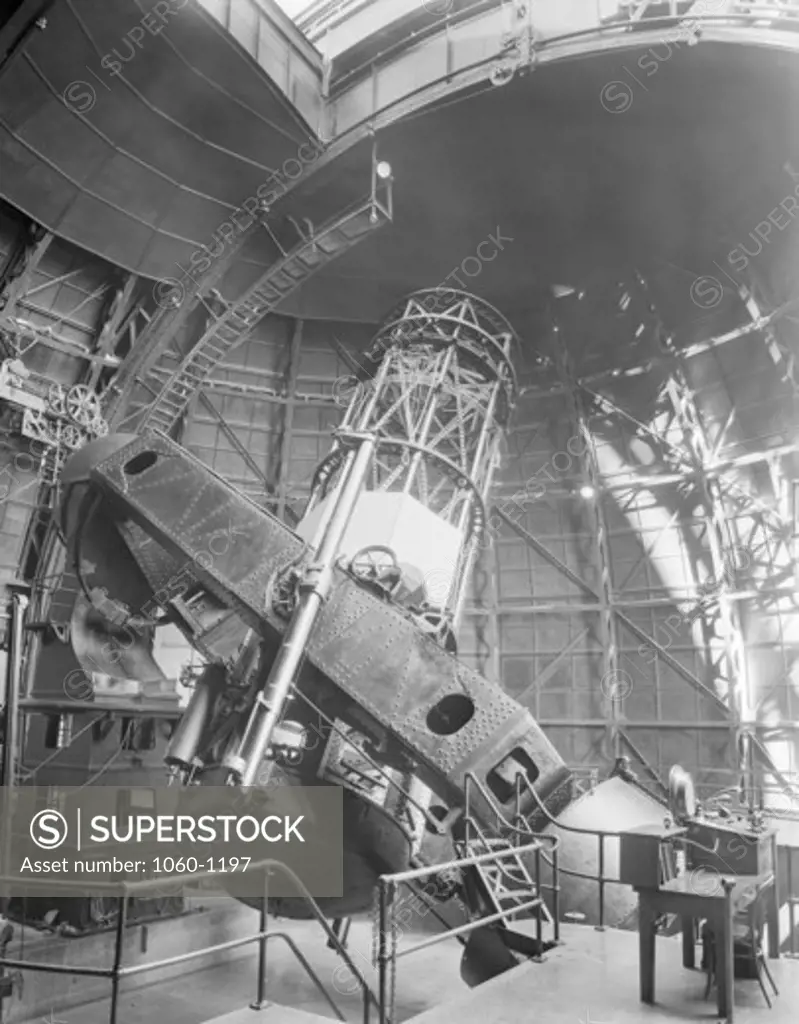 100-INCH TELESCOPE FROM SOUTHWEST, TUBE TILTING TO THE NORTH & EAST.