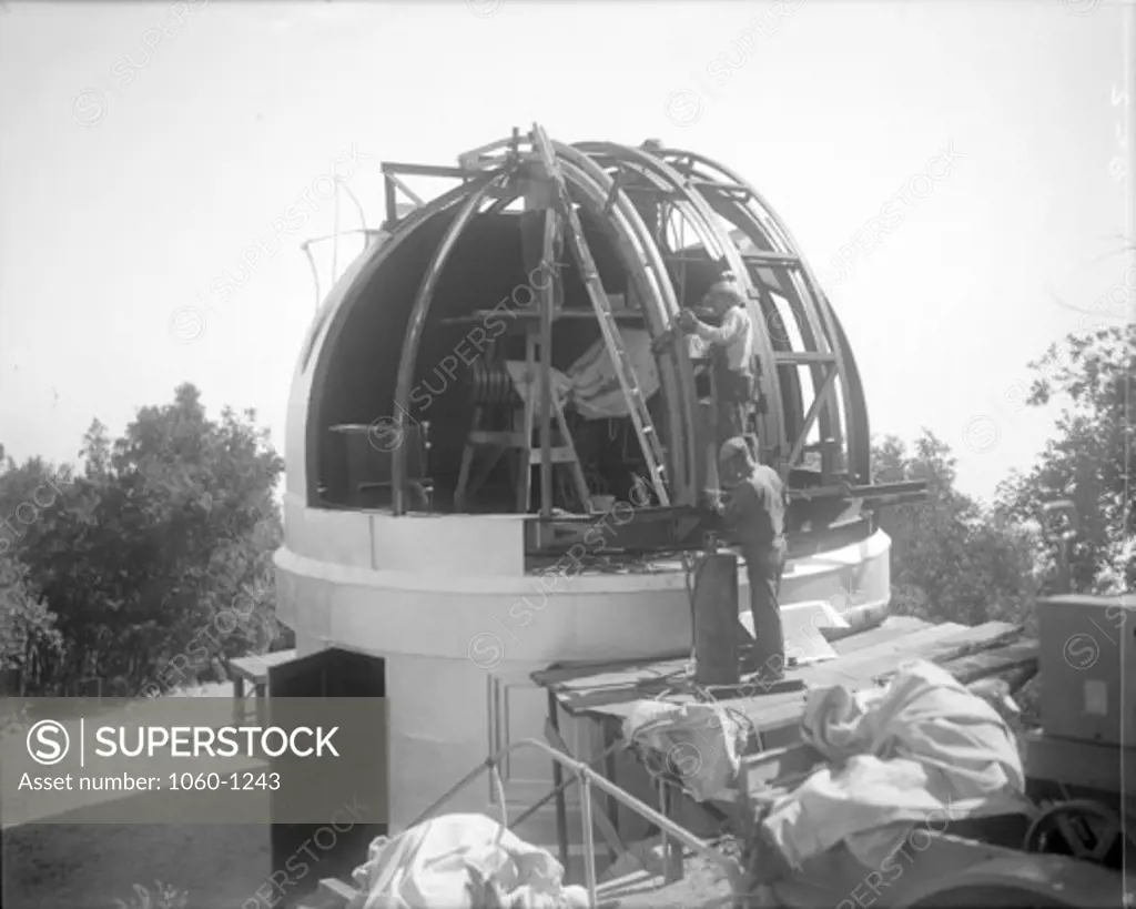 CONSTRUCTING NEW DOME & SHUTTER ON MT. WILSON 10-INCH TELESCOPE BUILDING.