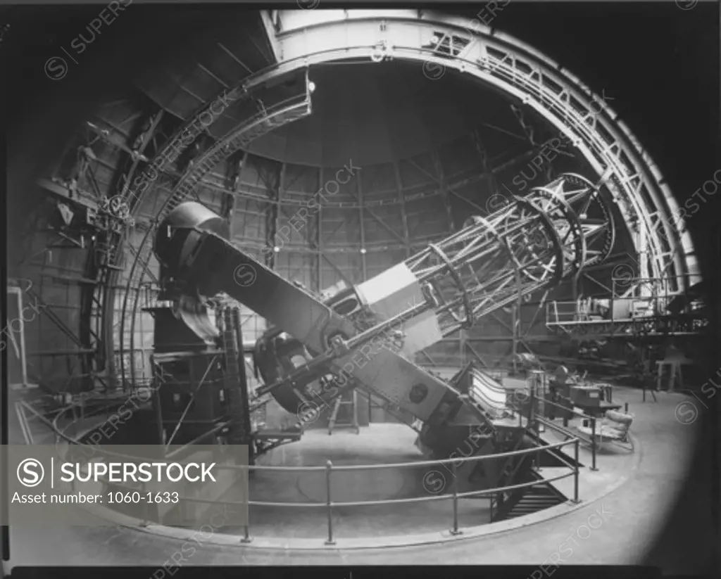 100-INCH TELESCOPE FROM THE WEST, TUBE 20 DEGREES FROM HORIZONTAL POINTING SOUTH, SHUTTER OPEN TO THE SOUTH.
