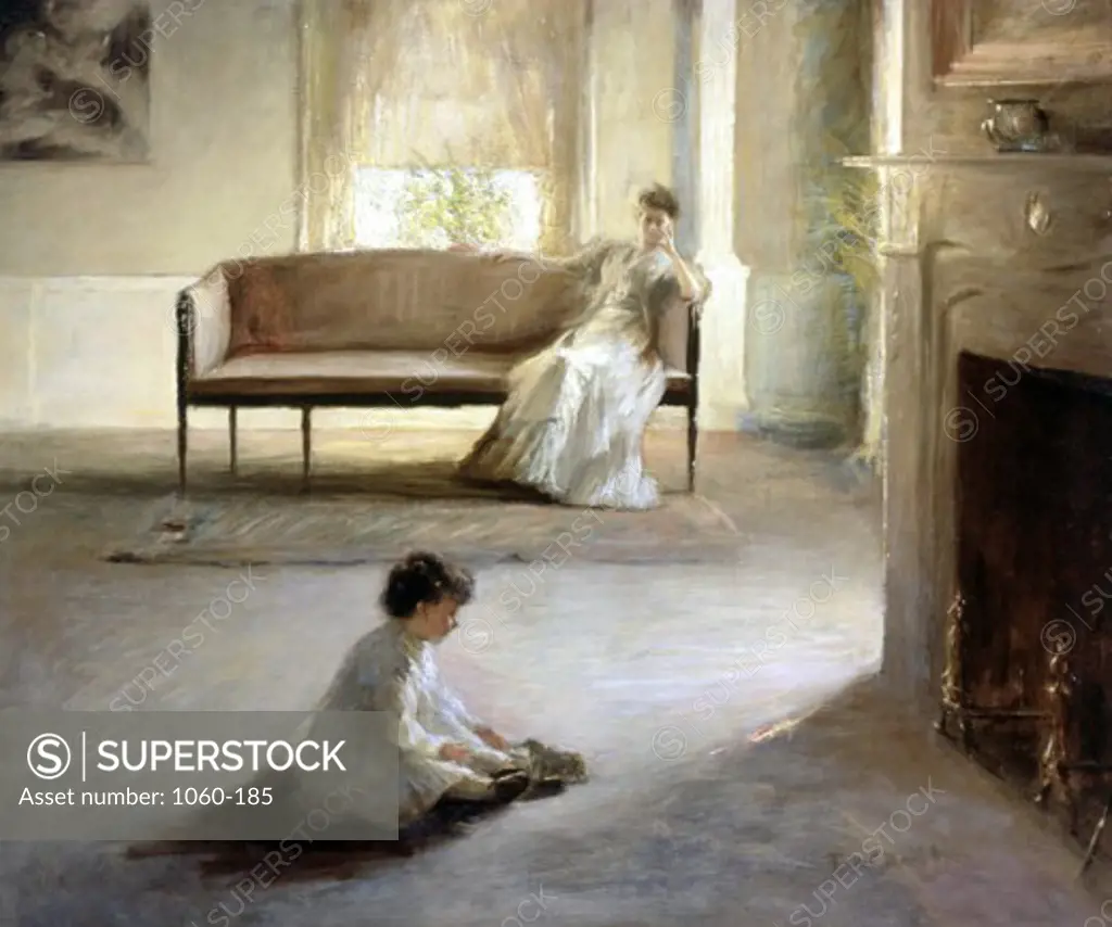 Interior with Mother and Child by Edmund Charles Tarbell, oil on canvas, 1862-1938, USA, California, San Marino, The Huntington Library