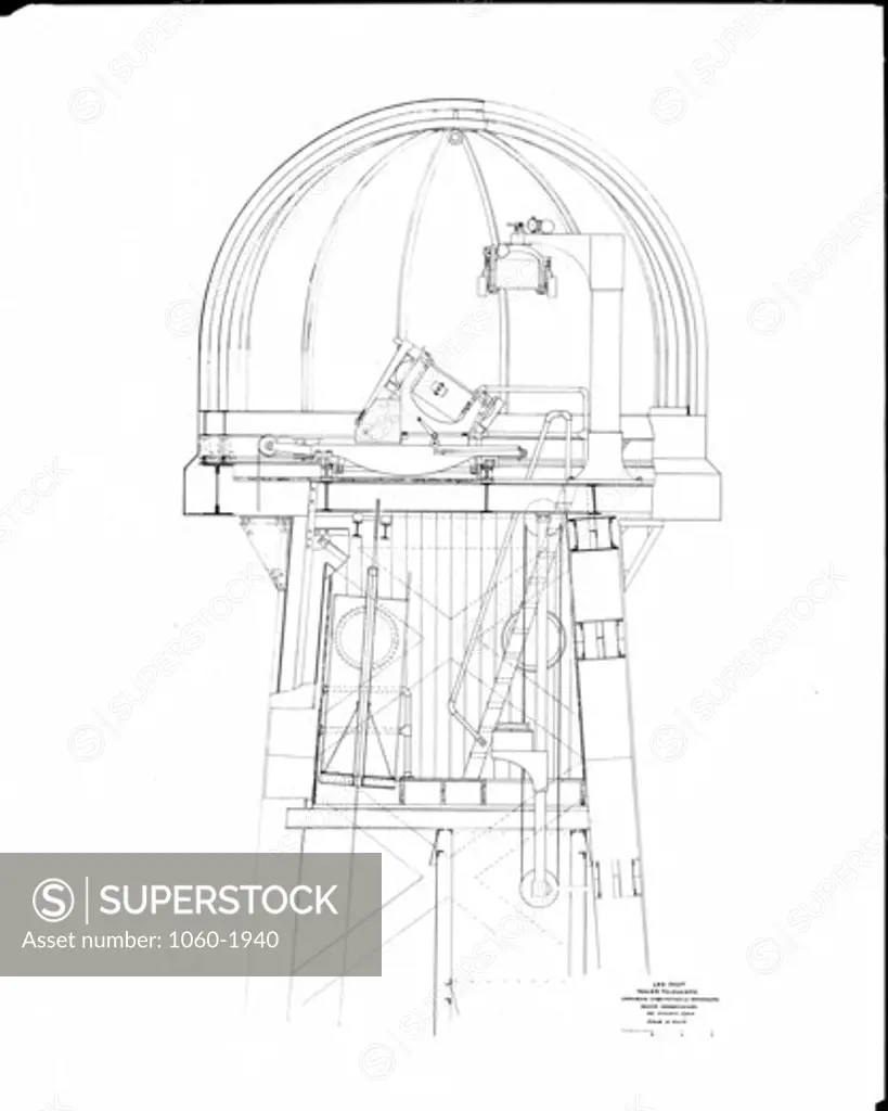 DIAGRAM OF THE UPPER END OF THE 150-FOOT TOWER TELESCOPE AND DOME