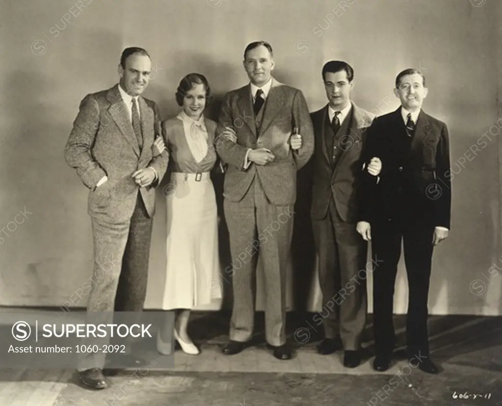 Group photograph at MGM of, left to right: unknown man, unknown woman, Edwin Powell Hubble, Ramon Navarro, Will Hays