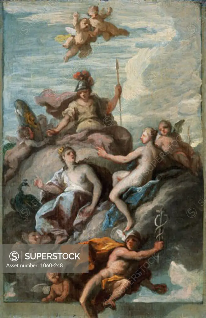 Juno, Minerva, and Venus Dispatching Mercury With The Apple of Discord James Thornhill (1675-1734 British) The Huntington Library, Art Collections, and Botanical Gardens, San Marino, California 