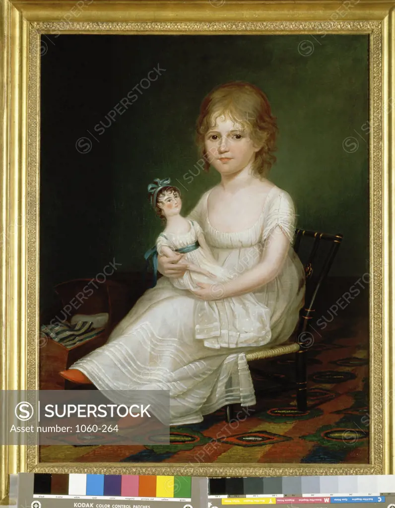 A Girl Holding a Doll  1804 James Peale (1749-1831/American)  Oil on canvas  The Huntington Library, Art Collections, and Botanical Gardens, San Marino, California     