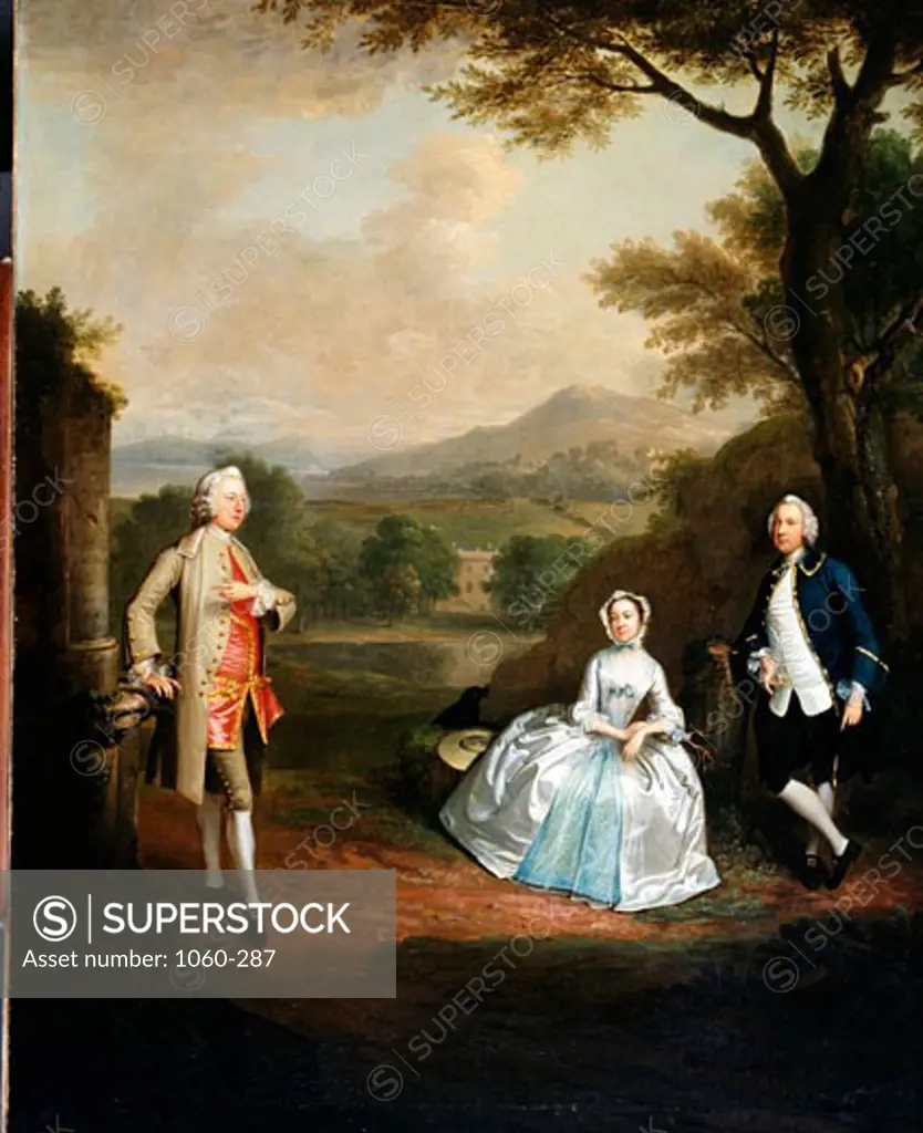 George, 1st Lord of Lyttleton, His Brother Lt. Gen. Sir Richard Lyttleton and Sir Richard's Wife, 1748, Arthur Devis (1711-1787 British), The Huntington-San Marino, California