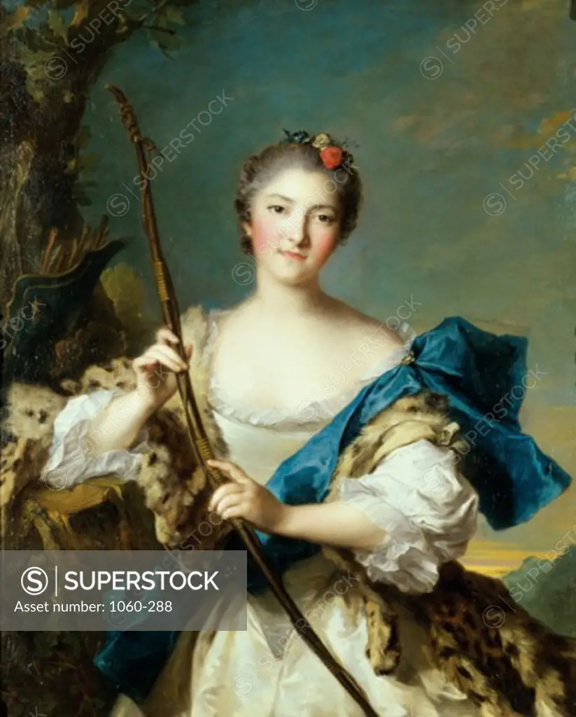 Portrait of a Lady as Diana or MME Bonnier De La Mosson  Jean-Marc Nattier (1685-1766/French)  The Huntington-San Marino, California 
