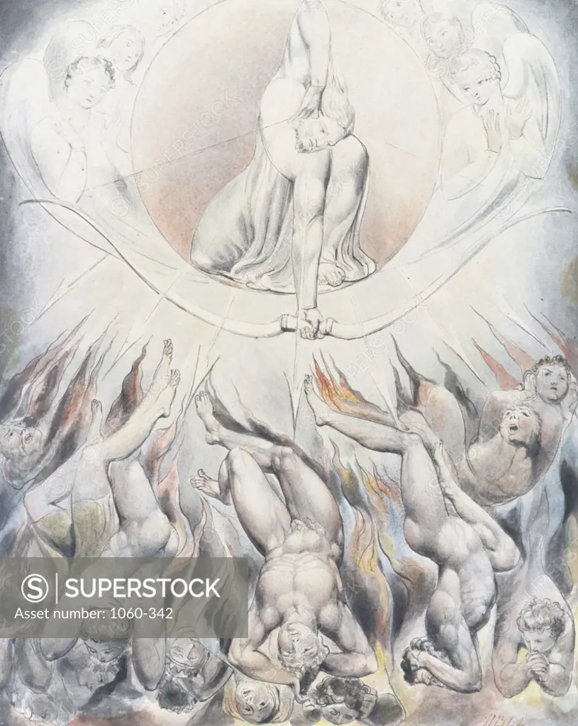 The Rout of the Rebel Angels  1807  William Blake (1757-1827/British) Pen & Watercolor  The Huntington Library, Art Collections, and Botanical Gardens, San Marino, California, USA