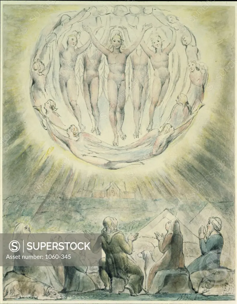 The Annunciation to the Shepherds  c. 1815  Pen & Watercolor William Blake 1757-1827/ British  The Huntington Library, Art Collections, and Botanical Gardens, San Marino, California, USA