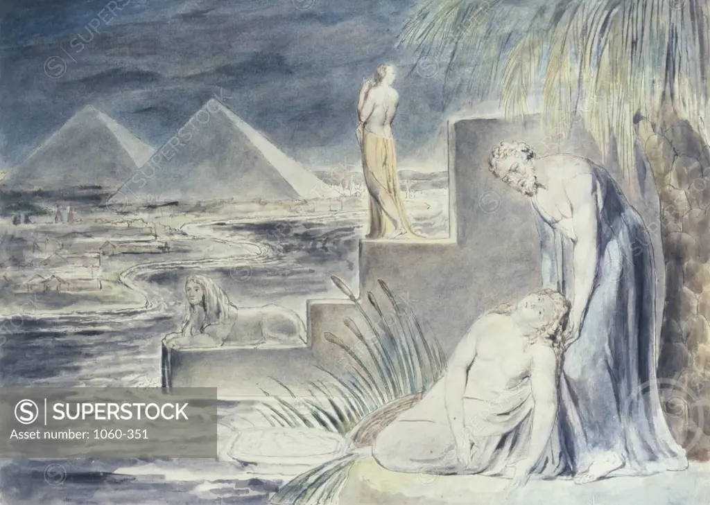 Moses Placed in the Ark of the Bulrushes ca. 1824-1826 William Blake (1757-1827/British)  Pen & watercolor The Huntington Library, Art Collections, and Botanical Gardens, San Marino, California, USA