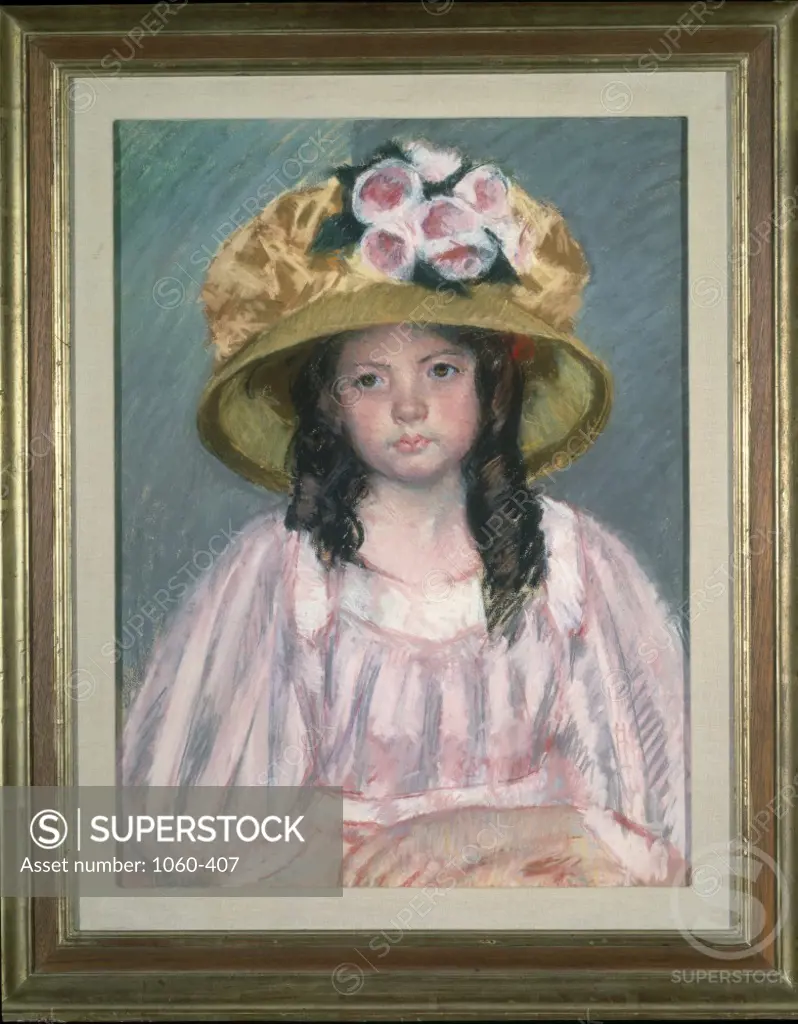 Girl with a Large Hat  c. 1908  Mary Cassatt (1845-1926/ American)  Pastel The Huntington Library, Art Collections, and  Botanical Gardens, San Marino, California     