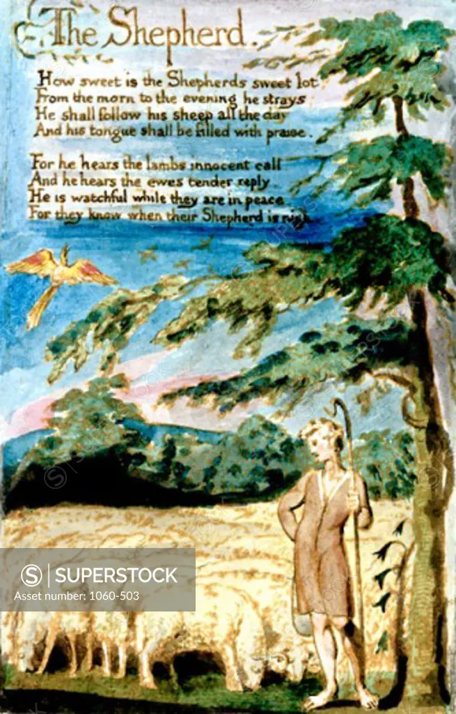 The Shepherd From "Songs of Innocence" William Blake (1757-1827 British) The Huntington Library, Art Collections, and Botanical Gardens, San Marino, California, USA