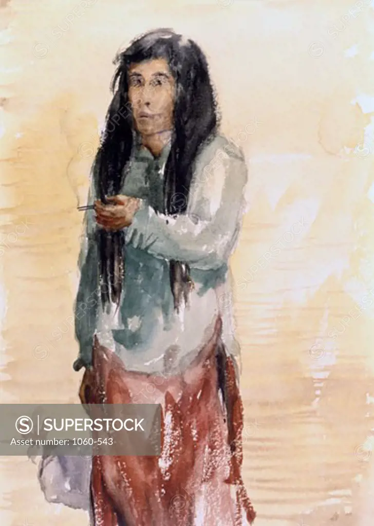 Untitled Study of a Native American, Charles Erskine Scott Wood (19th C.), Watercolor & pencil, The Huntington Library, Art Collections, and Botanical Gardens, San Marino, California
