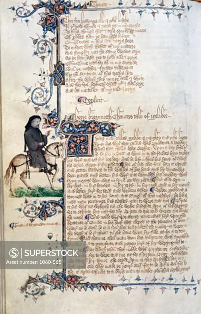 Canterbury Tales: Chaucer Portrait (Ellesmere Chaucer), ca. 1400, Artist Unknown, Illuminated manuscript, The Huntington Library, Art Collections, and Botanical Gardens, San Marino, California, USA