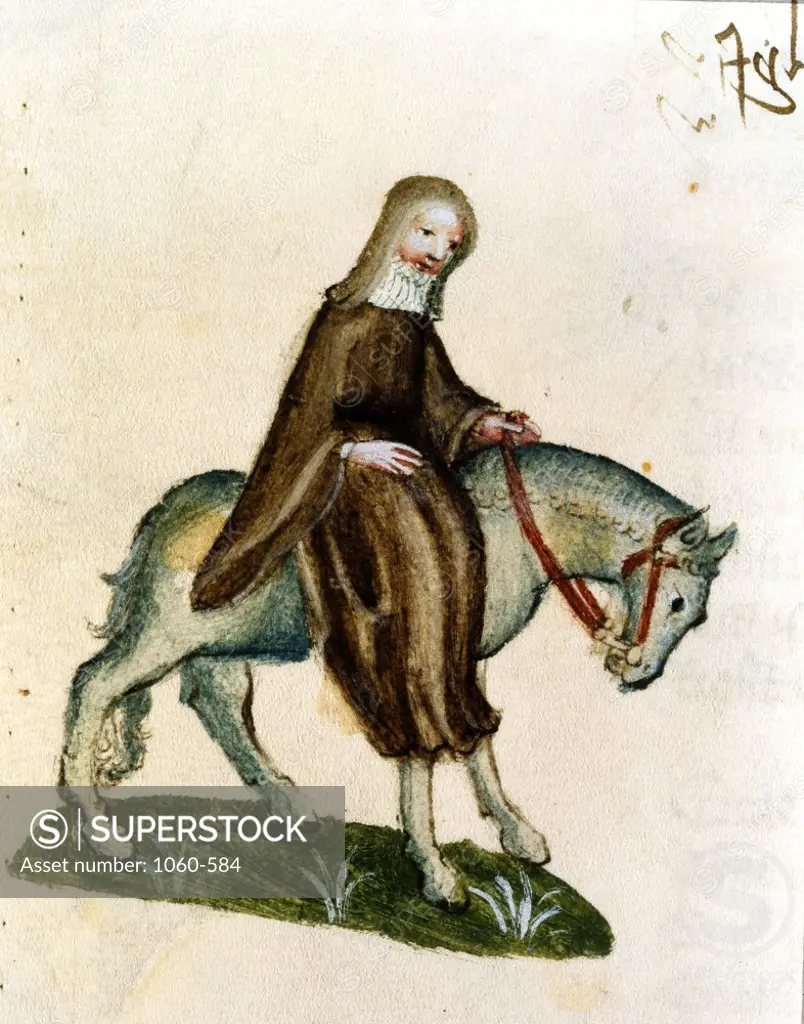The Second Nun, Detail From The Canterbury Tales, Geoffrey Chaucer (1342-1400 British), The Huntington Library, Art Collections, and Botanical Gardens, San Marino, California